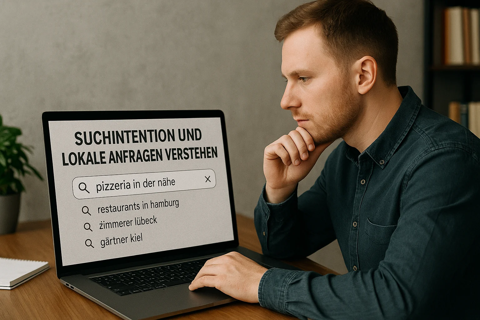 Lokale Suche verstehen: Mann am Laptop, der das rausfinden möchte